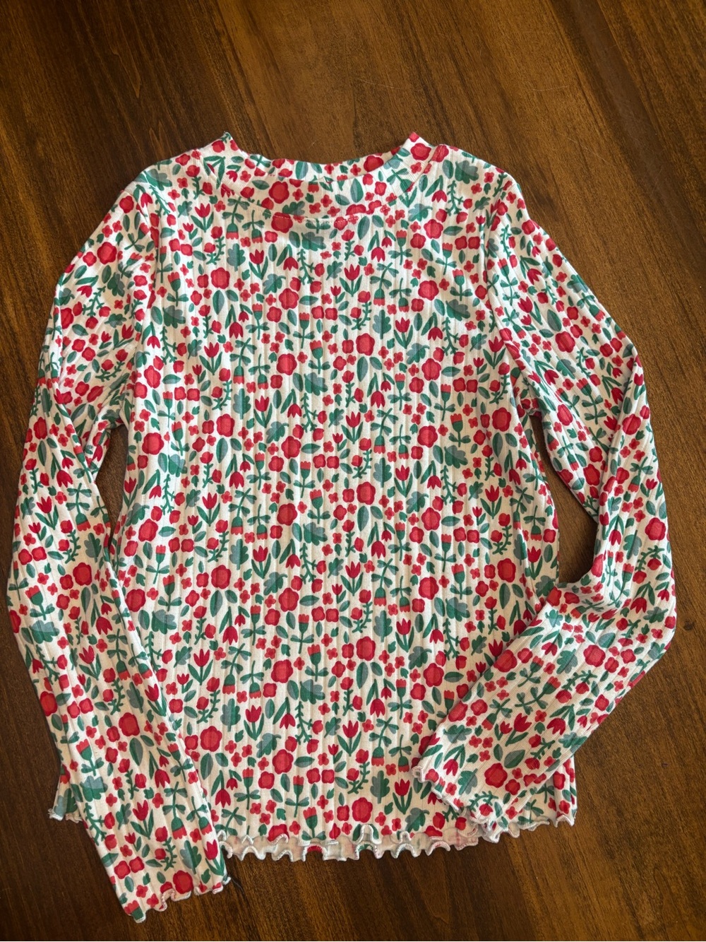 Cat & Jack girls White Red Green Floral mock neck Top large